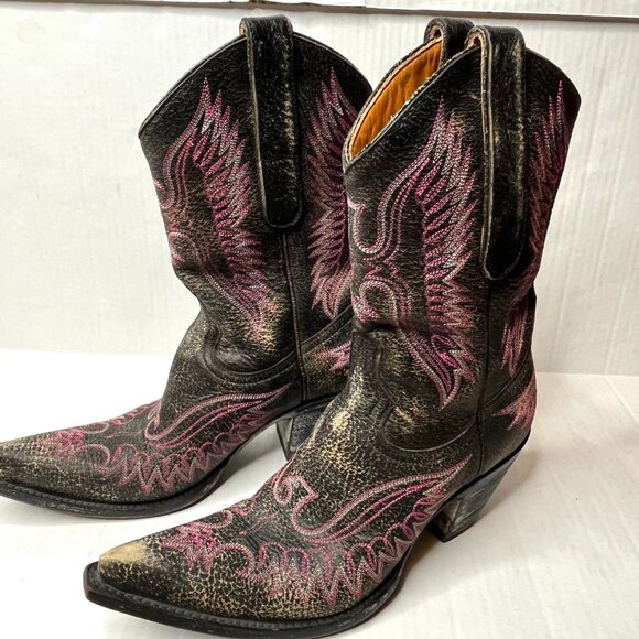 Old Gringo Eagle Western Boots Size 7 Distressed Pink Brown Leather Knee High - Picture 11 of 14